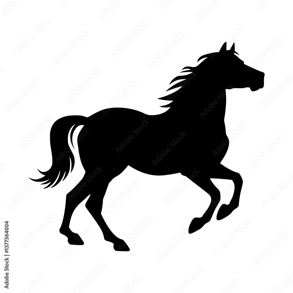 Obraz premium Silhouette Horse Running - Vector Graphic