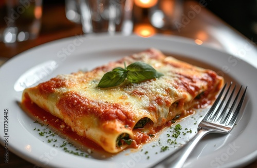 Wallpaper Mural Baked pasta tubes in tomato sauce, cheese, and spinach Torontodigital.ca