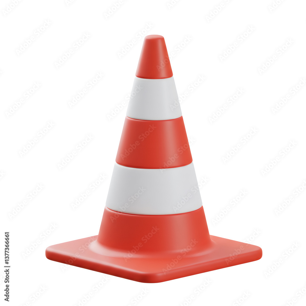 3D Render of an Orange and White Traffic Cone on Transparent Background 3D Render of an Orange and White Traffic Cone on Transparent Background