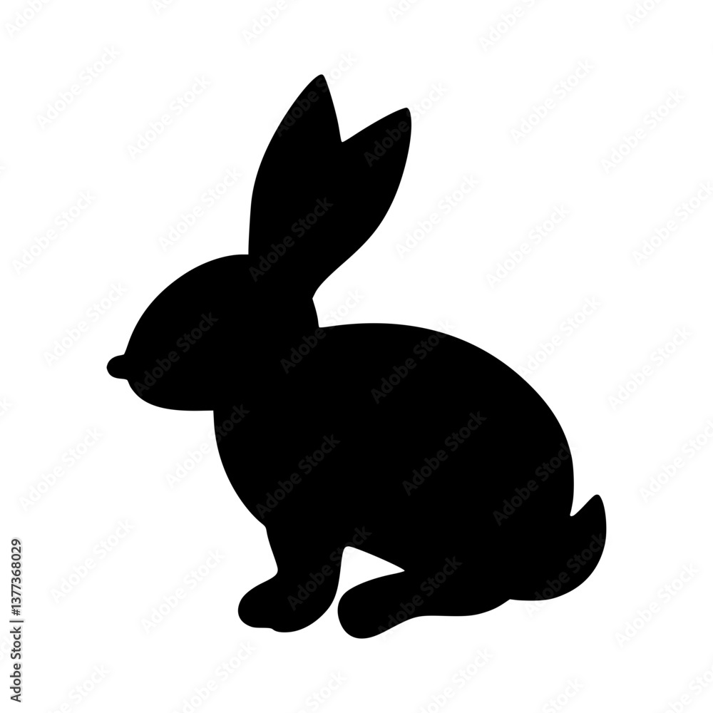Obraz premium Rabbit Silhouette - Black Outline Vector