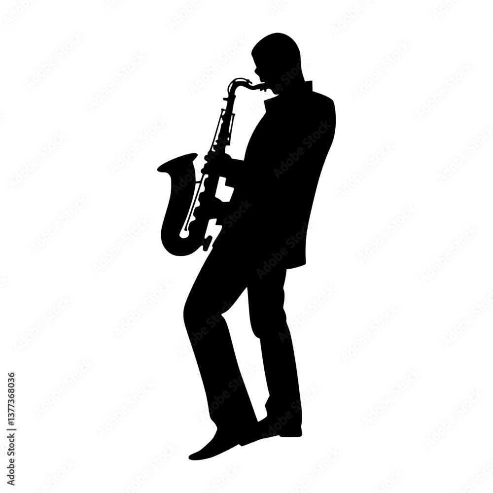 Fototapeta premium Silhouette Saxophonist - Music Performance
