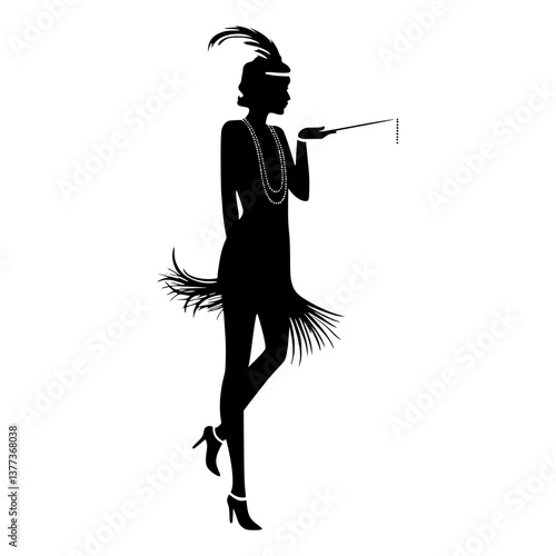 1920s Flapper Silhouette - Art Deco Design