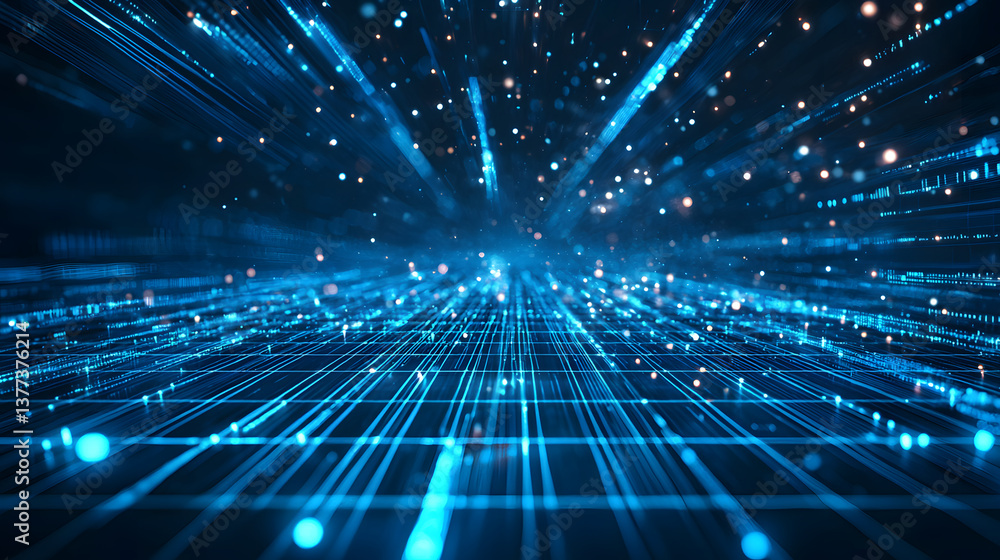 Obraz premium Abstract data flow background glowing lines wallpaper technology environment futuristic viewpoint