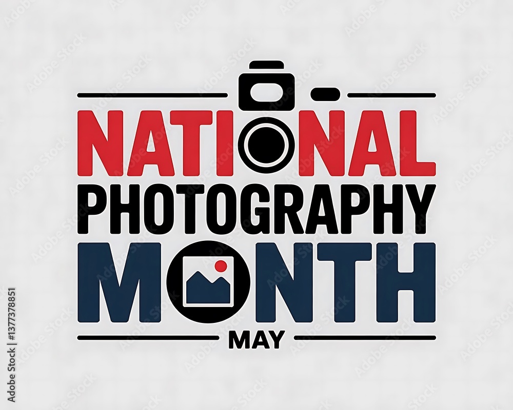 Obraz premium National Photography Month graphic design for May.
