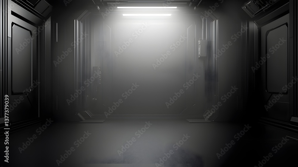 Futuristic Sci-Fi Corridor with Fog and Dim Lighting for Alien Space Adventure Themes Futuristic Sci-Fi Corridor with Fog and Dim Lighting for Alien Space Adventure Themes