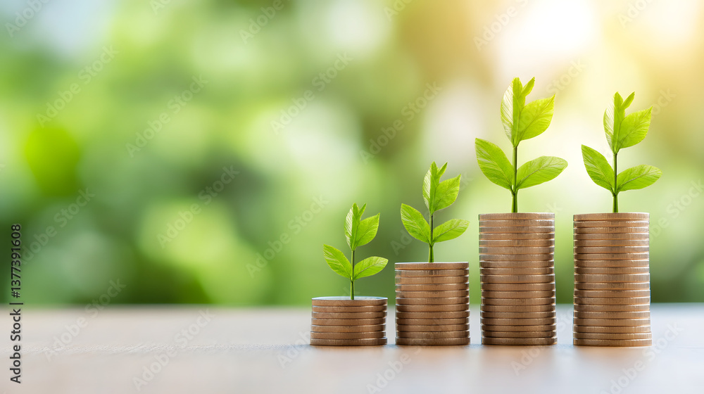 On the table, an icon of coins growing into trees symbolizes financial growth, prosperity, and the sustainable development of wealth in a modern business context.
On the table, an icon of coins growing into trees symbolizes financial growth, prosperity, and the sustainable development of wealth in a modern business context.