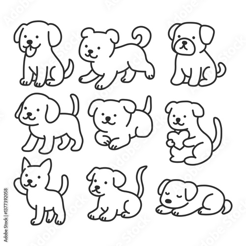 set of cartoon dogs