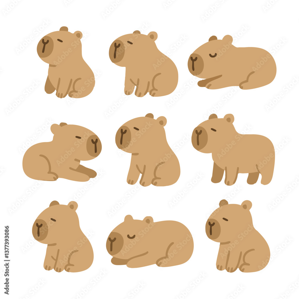Fototapeta premium set of capybara 