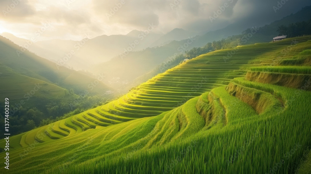 Fototapeta premium Fertile rice field landscapes