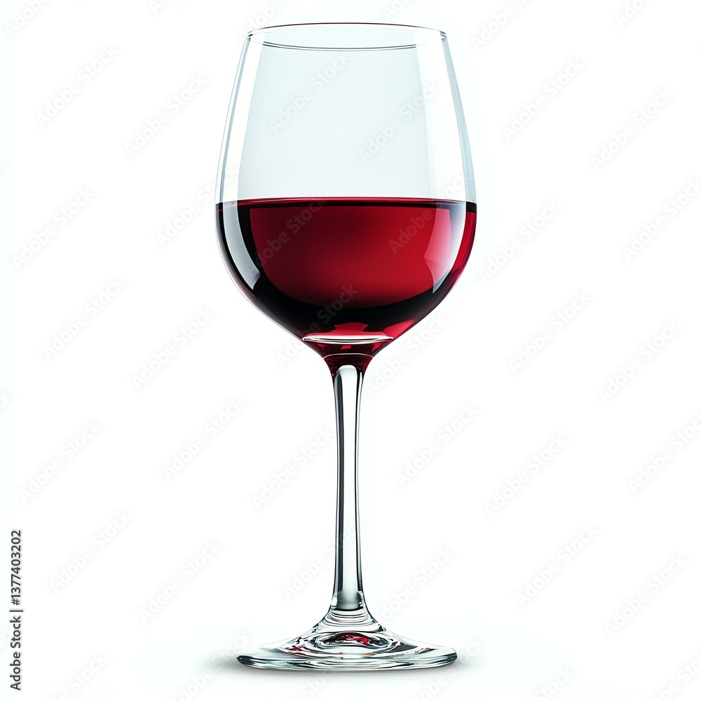 Isolated on white background. Elegant red wine glass filled with rich liquid. Isolated on white background. Elegant red wine glass filled with rich liquid.