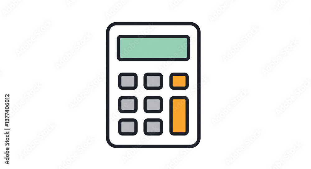 A simple calculator, ready to solve your financial equations, with a clean, minimalist design and pastel color accents. A simple calculator, ready to solve your financial equations, with a clean, minimalist design and pastel color accents.