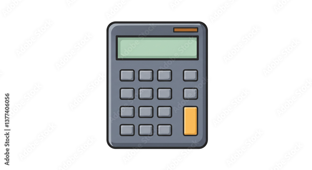 A trusty calculator ready to solve any equation, a clean design with a simple gray and orange color scheme. A trusty calculator ready to solve any equation, a clean design with a simple gray and orange color scheme.