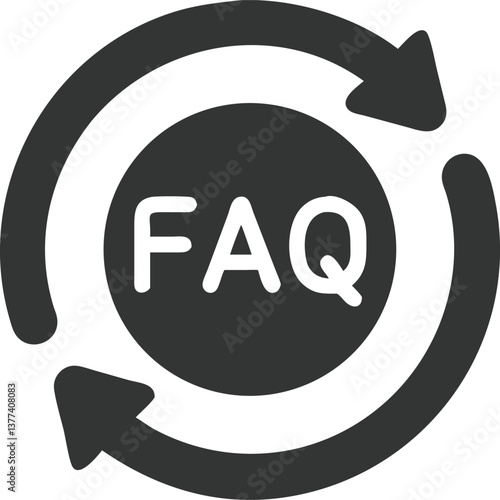 FAQ Text Inside a Circular Arrow on a Transparent Background