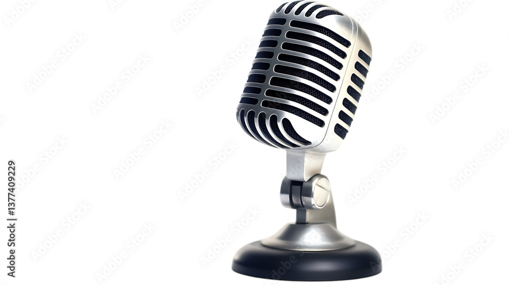 Fototapeta premium Black studio broadcast microphone png