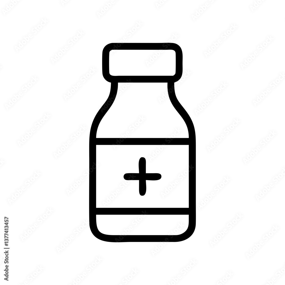 Obraz premium Medicine Bottle Line Art Icon, Pharmacy Symbol, Healthcare Vector Illustration