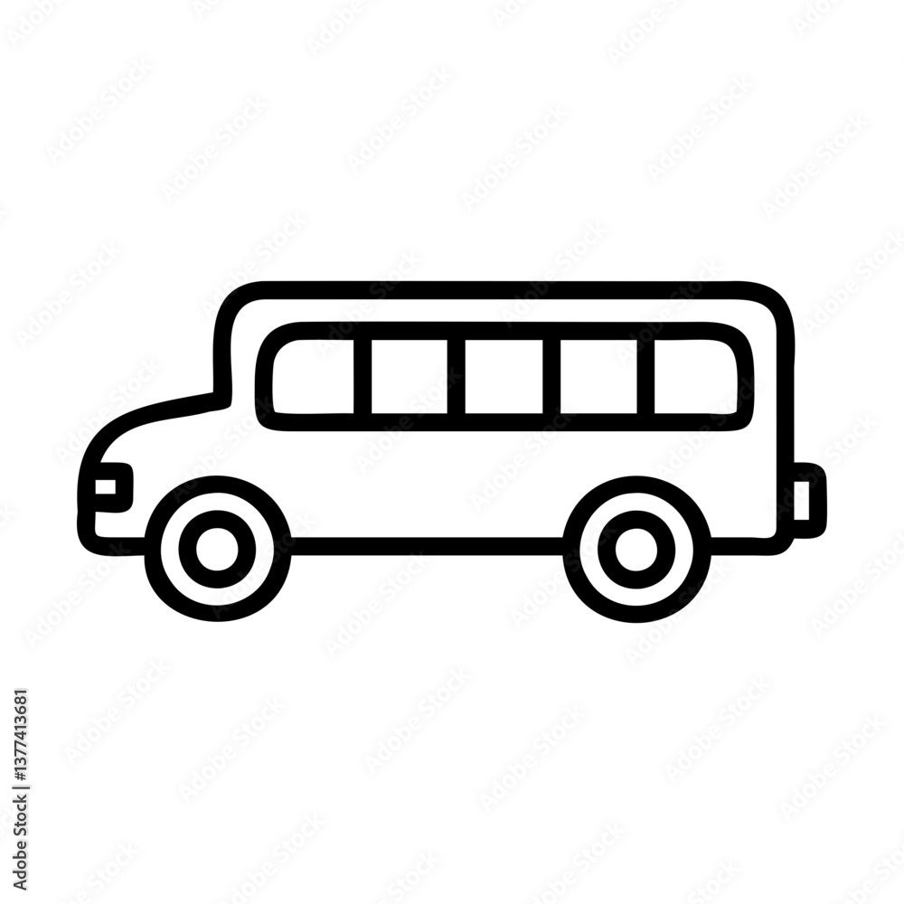 School Bus Line Art Icon, Public Transportation Symbol, Vehicle Vector Illustration School Bus Line Art Icon, Public Transportation Symbol, Vehicle Vector Illustration