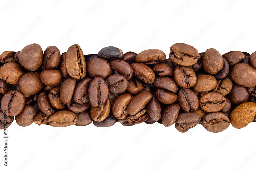 Fototapeta premium Coffee beans close-up. Isolation on transparent background.