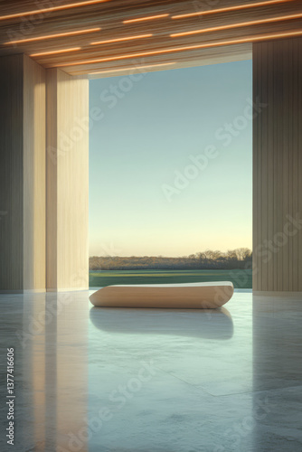 Wallpaper Mural Modern interior design with serene view of nature during sunset Torontodigital.ca