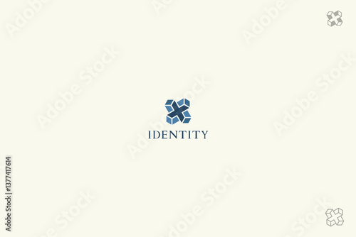 Geometric Impossible 3D Cross Logo Design, letter X square monogram. 