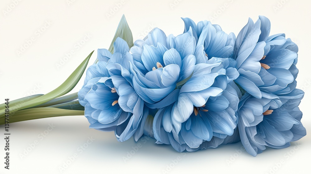 Obraz premium Powder Blue Hyacinth Bouquet on White Background