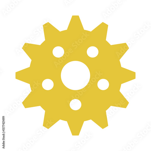 Golden gear shape icon. Vector sign. Engineering symbol
