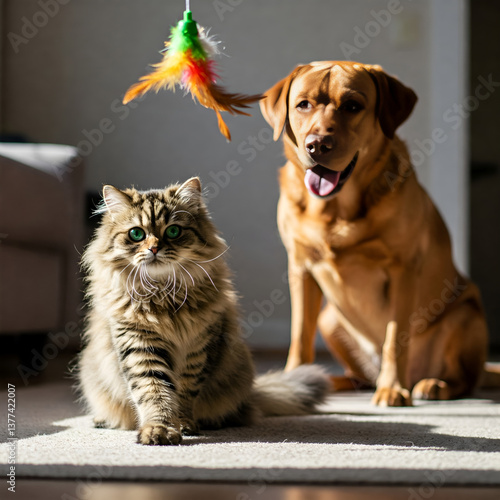 A dog and a cat