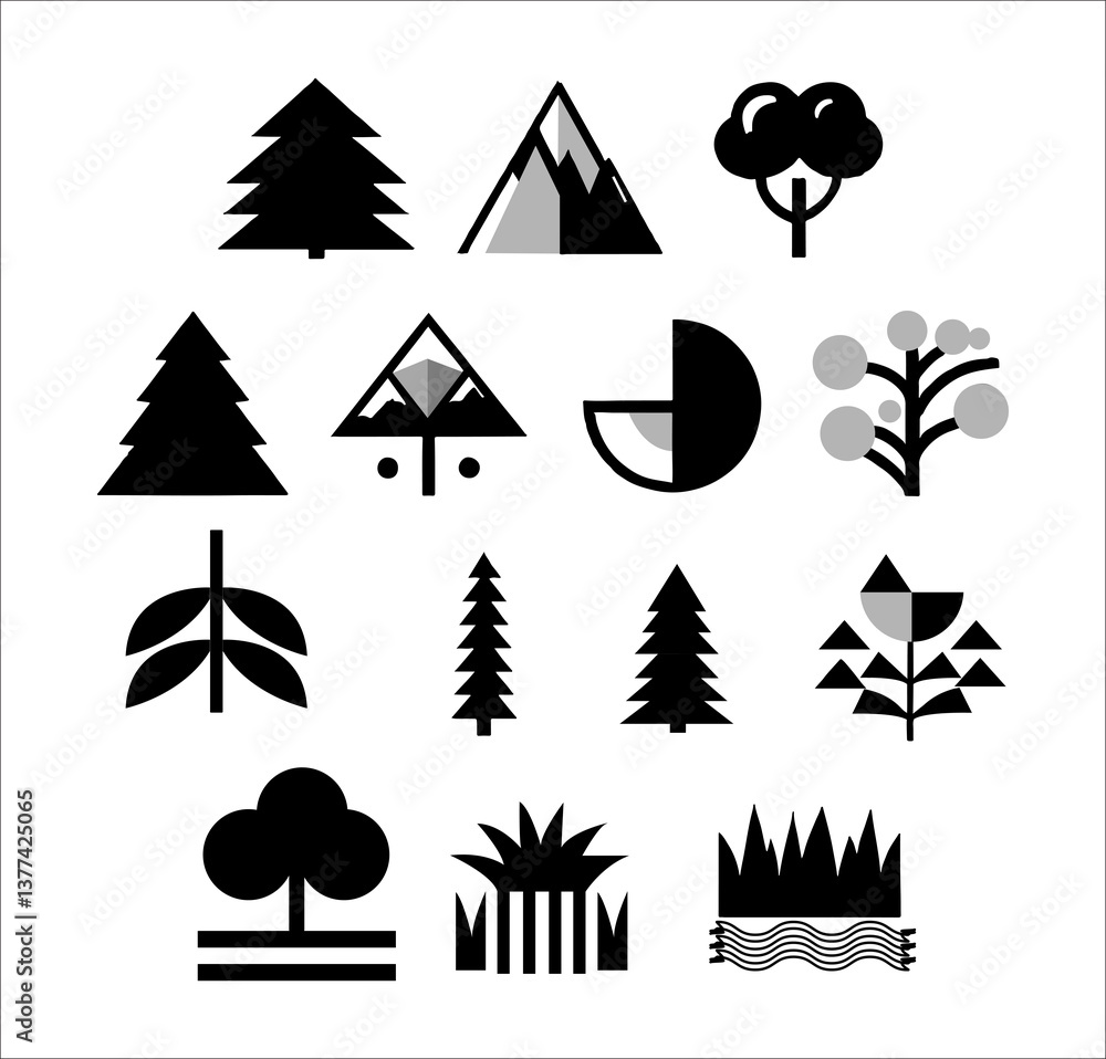 Obraz premium Minimalist Vector Tree Silhouette