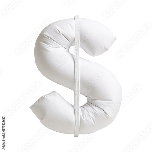 Inflated dollar sign wrapped in foil on a  transparent background.