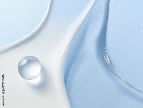 minimalistic and aesthetically pleasing close-up of two distinct skincare-related textures on a soft pastel blue background.