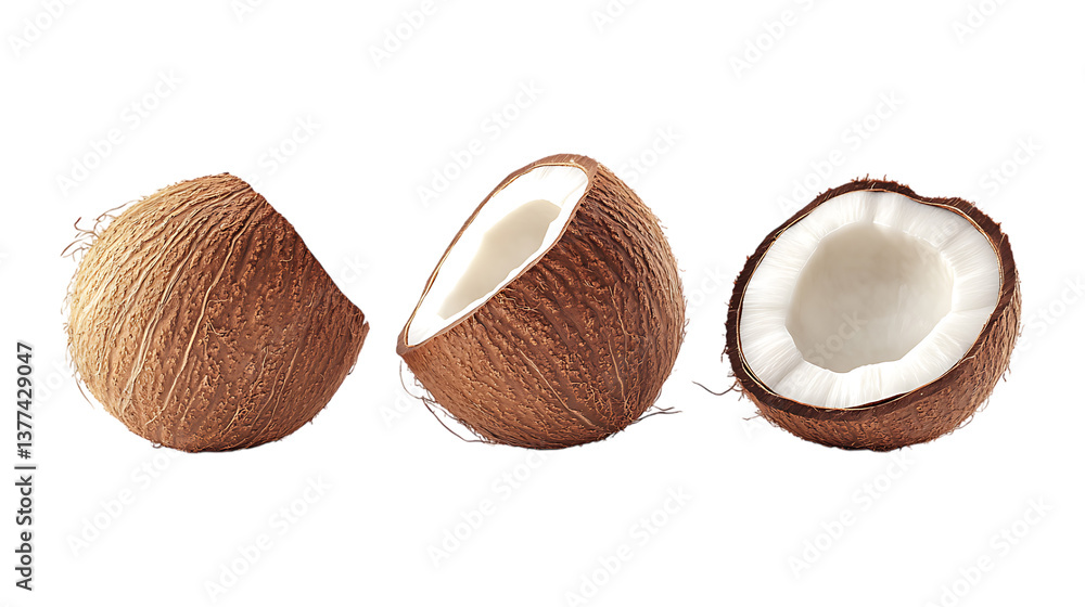 Pack of Coconut set Against Transparent Background for Tropical Fruit Branding, Organic Food Promotion, or Superfood Advertising Pack of Coconut set Against Transparent Background for Tropical Fruit Branding, Organic Food Promotion, or Superfood Advertising