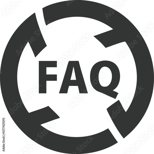 Simple FAQ Icon with Arrows, Transparent Background, Modern Design