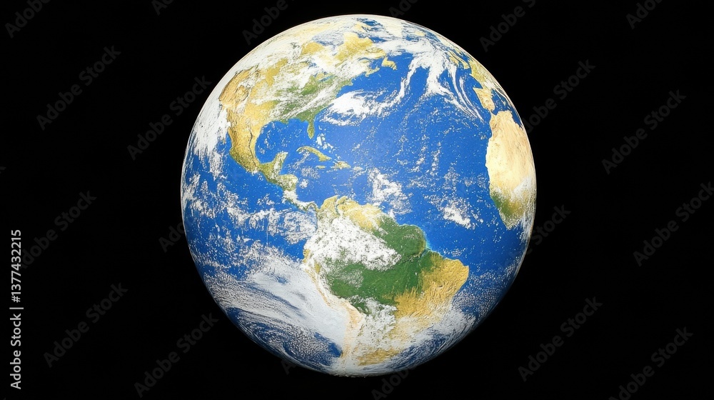 Fototapeta premium Pixelated Earth Globe Detailed World Map