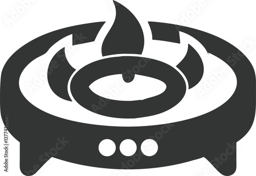 Charcoal Grill with Flame Silhouette on a Transparent Background