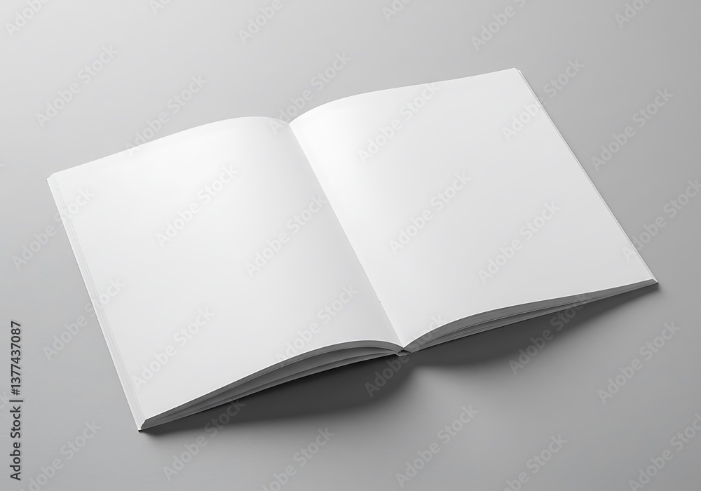 An open book, a blank canvas waiting for stories, dreams, and ideas to be written, displayed against a neutral grey backdrop with subtle shadows. An open book, a blank canvas waiting for stories, dreams, and ideas to be written, displayed against a neutral grey backdrop with subtle shadows.