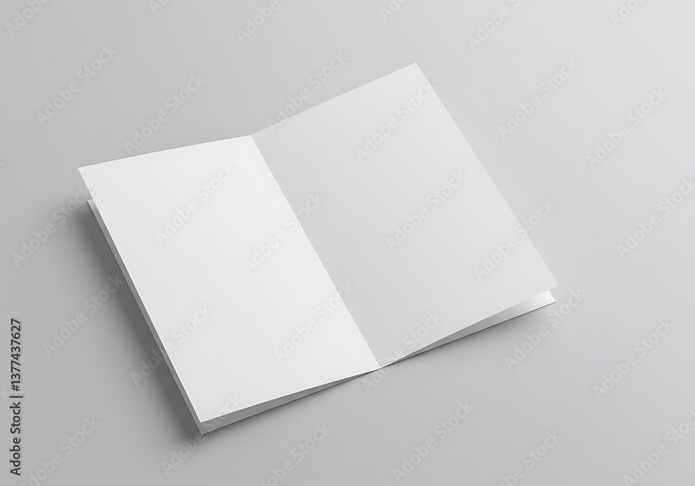 A pristine, blank bifold brochure mockup, ready for your design and message, showcasing a clean and minimalist aesthetic on a neutral background. A pristine, blank bifold brochure mockup, ready for your design and message, showcasing a clean and minimalist aesthetic on a neutral background.