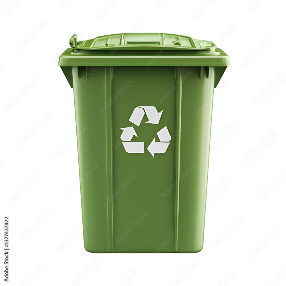 Large green recycling bin with a lid, ideal for sustainability and eco-friendly themes, isolated on transparent background Large green recycling bin with a lid, ideal for sustainability and eco-friendly themes, isolated on transparent background