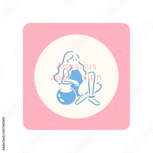 【星座】11.水瓶座の女の子のイラスト素材_ペールカラー