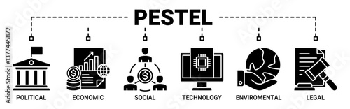 Pestel banner web icon vector illustration concept with icons solid black color symbol background.