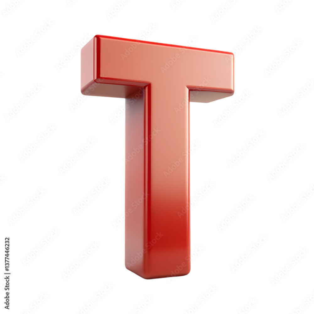 Red 3D Letter T: Bold Font Image Red 3D Letter T: Bold Font Image