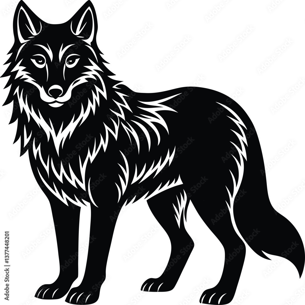 Obraz premium Wolf Silhouette Vector Illustration