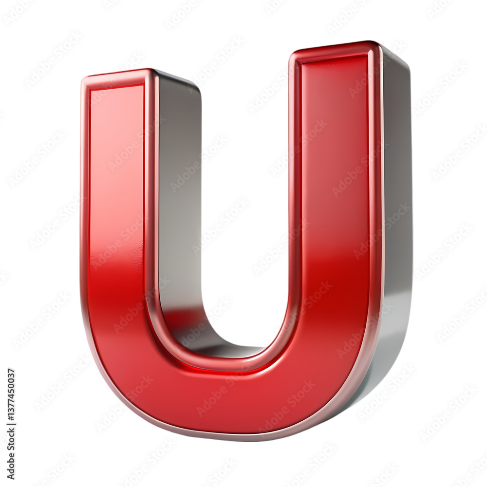 3D Red Letter U: High-Res Image 3D Red Letter U: High-Res Image