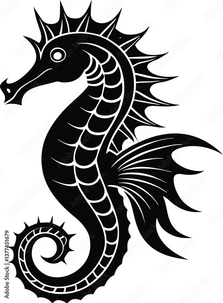 Fototapeta premium Seahorse Silhouette Vector Illustration