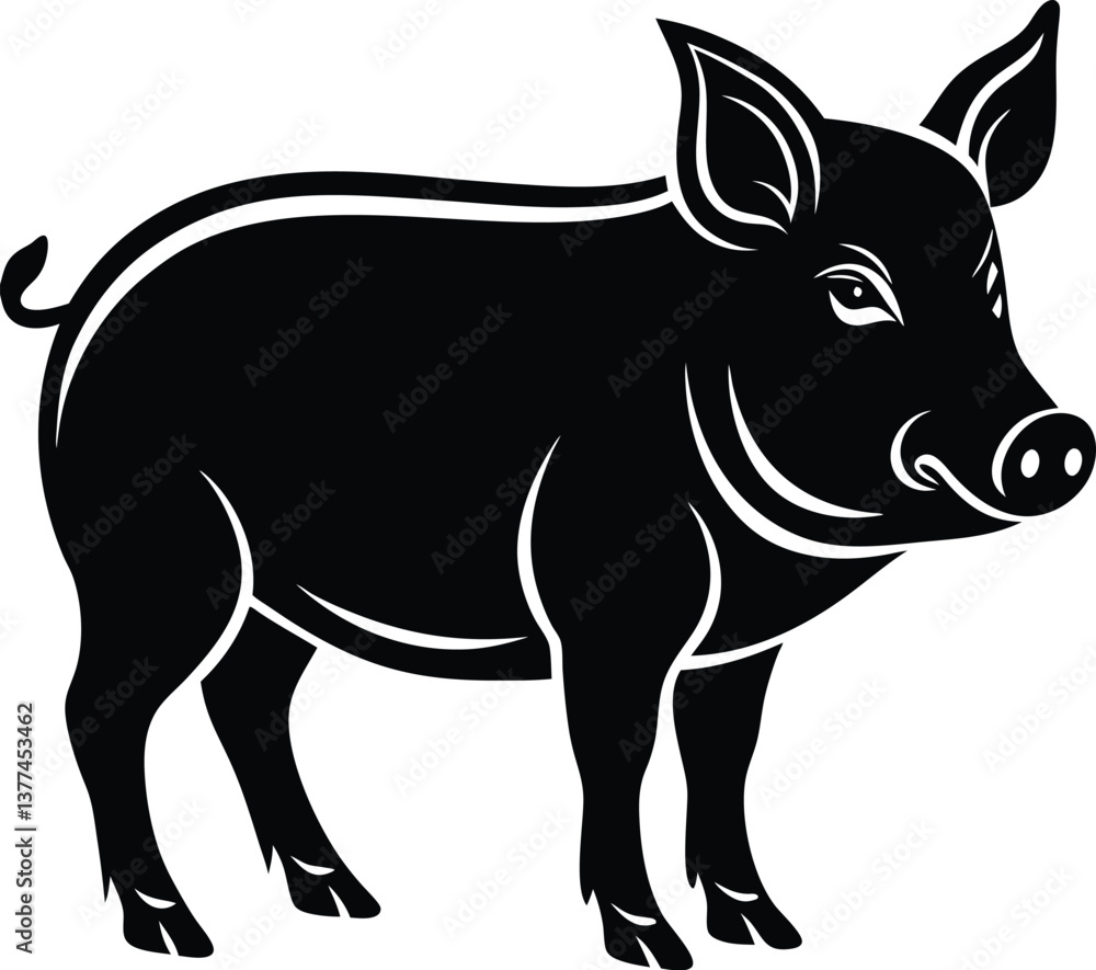 Fototapeta premium Pig Silhouette Vector Illustration