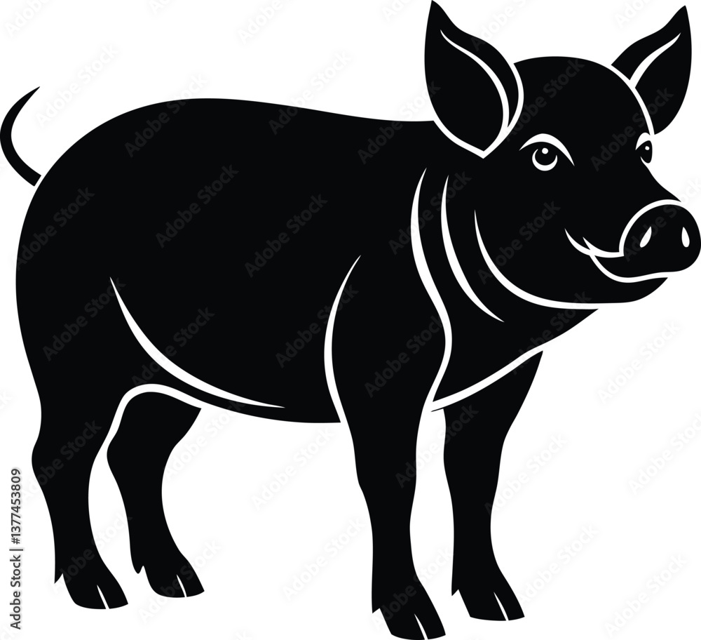 Fototapeta premium Pig Silhouette Vector Illustration