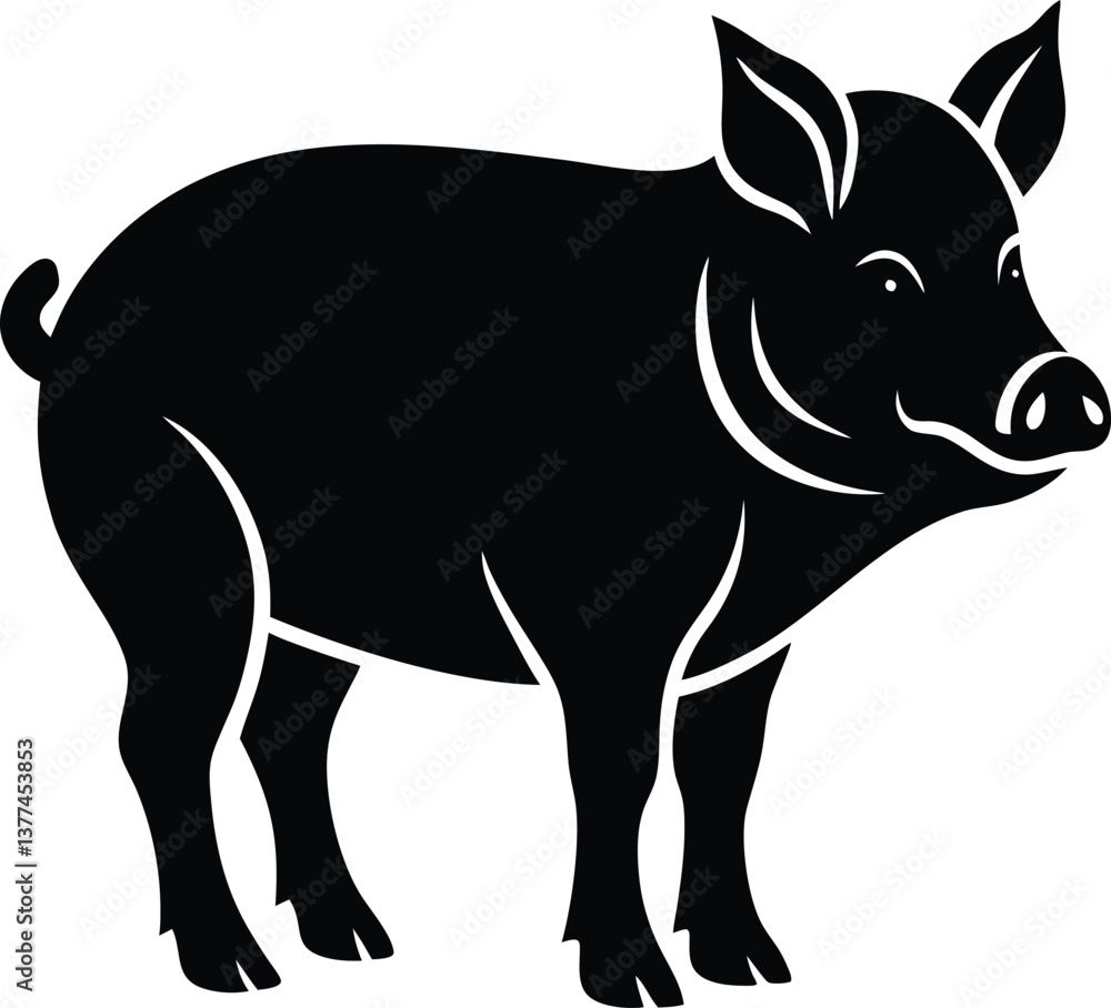 Fototapeta premium Pig Silhouette Vector Illustration