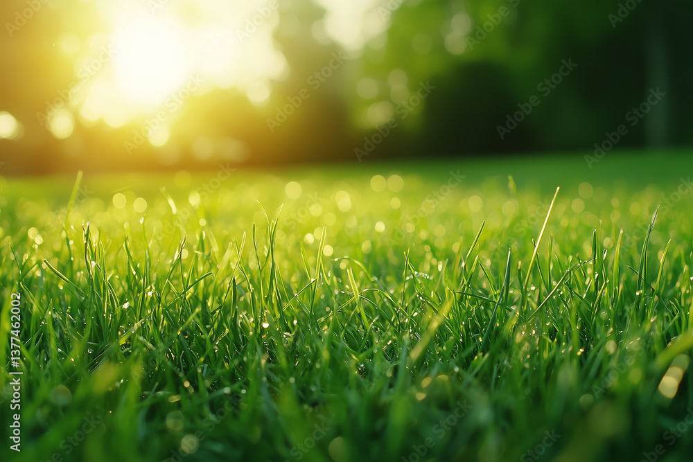 Naklejka premium Green grass field background
