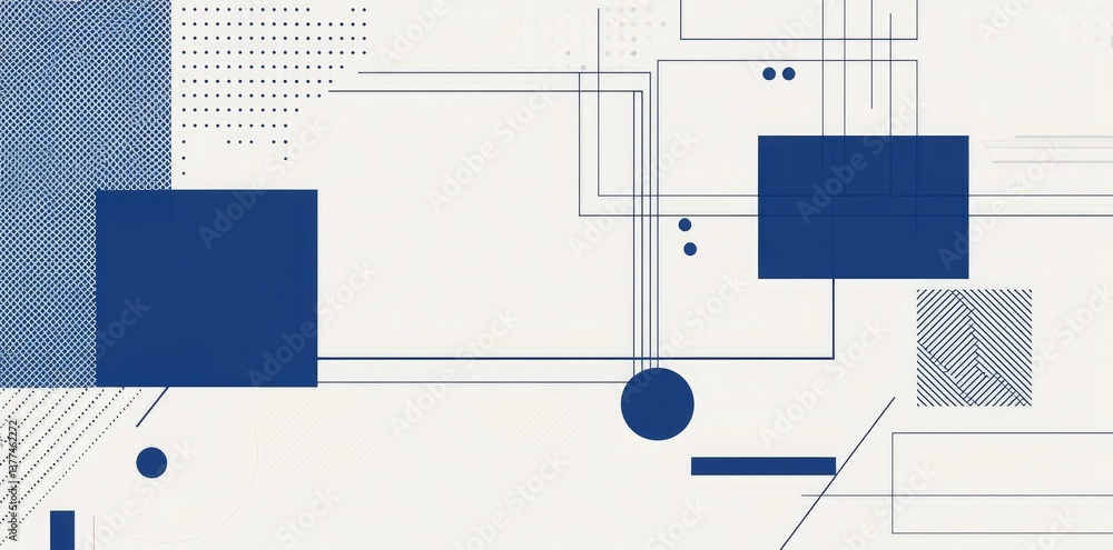 Naklejka premium Blue geometric background with squares and lines presentation template for business and technology design