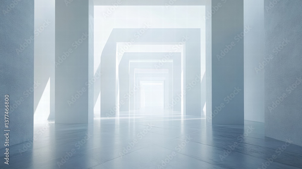 Ethereal Hallway with Soft Light and Minimalist Architecture Ethereal Hallway with Soft Light and Minimalist Architecture