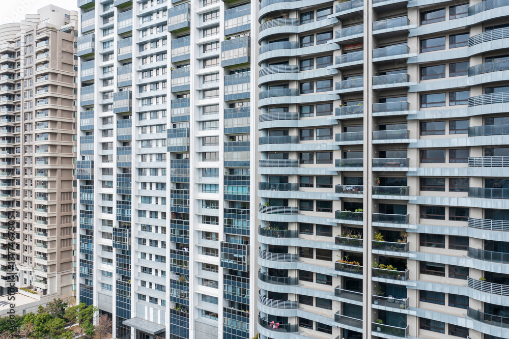 Modern Urban Highrise Apartments with Glass Balconies Modern Urban Highrise Apartments with Glass Balconies
