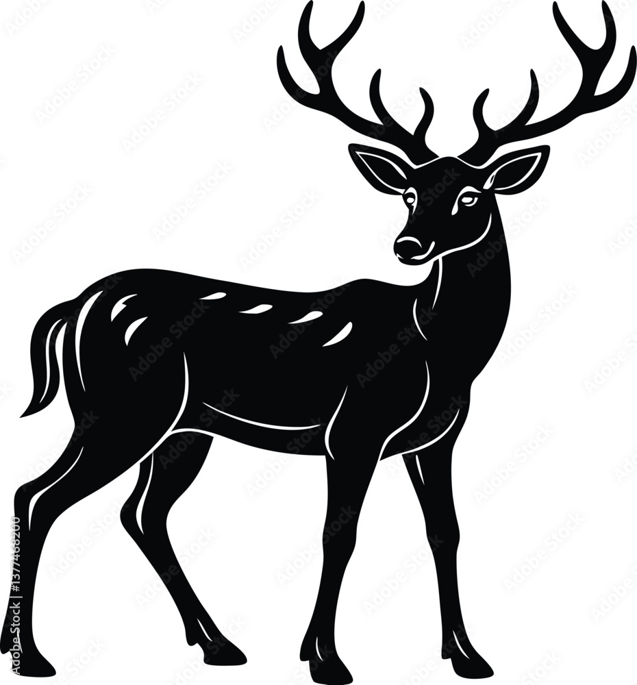 Obraz premium Deer Silhouette Vector Illustration